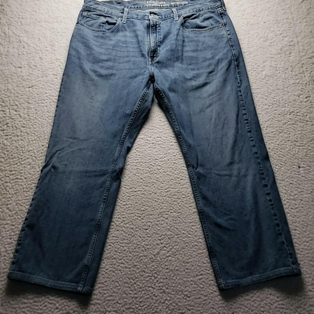 Signature Levi Strauss Jeans Mens 40x30 Blue Relaxed Straight Denim Stretch